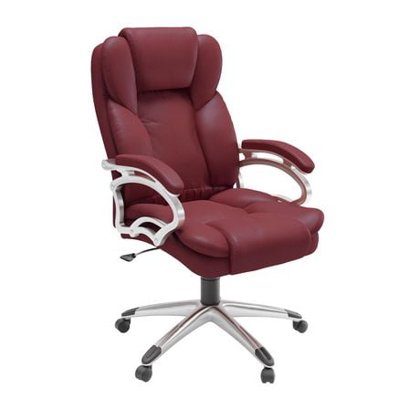 CorLiving Leon Faux Leather PU Fabric Upholstered Adjustable Height Lumbar Support Tilting Executive Office Chair