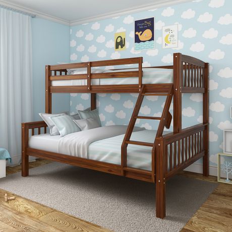 CorLiving Dakota Walnut Brown Twin/Single over Full/Double Bunk Bed ...