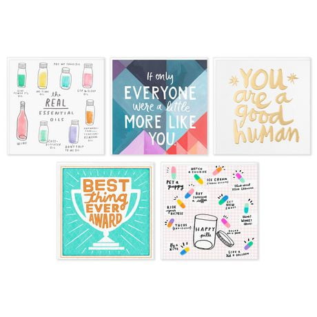 Hallmark Good Mail Blank Cards Assortment (5 Cards with Envelopes for Congratulations, Thinking of You, Thank You, and More)