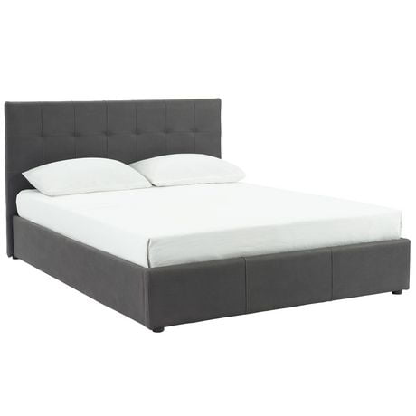 Modern Fabric 78" King Platform Storage Bed in Grey