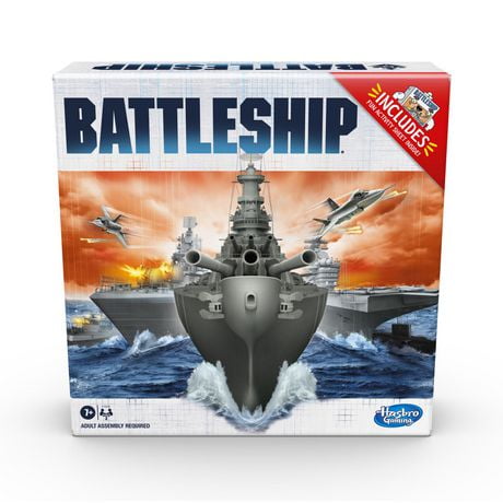 Jeu Battleship, inclut feuillet de coloriage et d'activités pour enfants, dès 7 ans, jeu de stratégie pour 2 joueurs