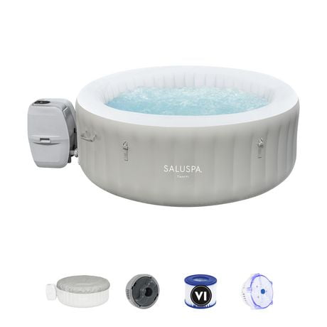 SaluSpa Tahiti 2-4 Person Inflatable Hot Tub 71" x 26" 120-AirJets With 7 colour changing LED lights,