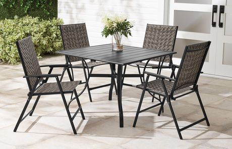 Mainstays 5 Piece Wicker Folding Dining, Patio Table And Chairs Set Canada