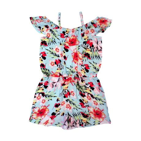 Disney Minnie Mouse Girls Overalls Ruffle Shirt Denim Shorts Romper Outfit