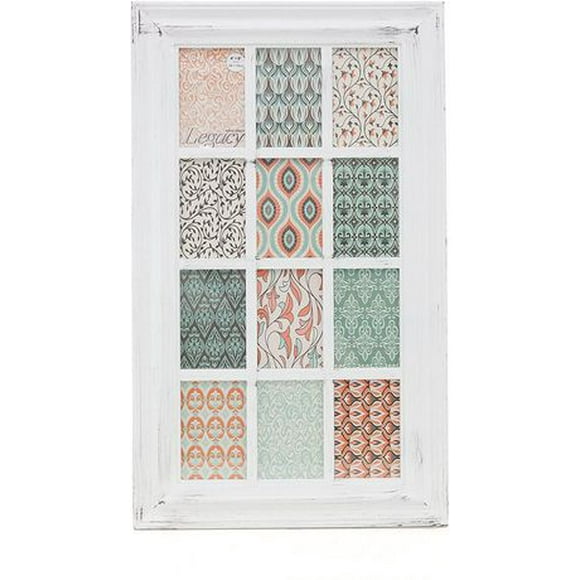 Kiera Grace 12-Opening Alice Distressed Rustic Collage Picture Frame, 29"L x 17"W x 0.75"H, White