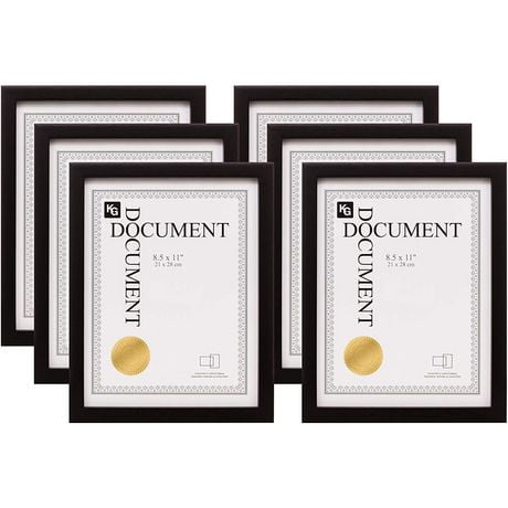Kiera Grace Gallery 8.5 x 11 inch Gallery Document Frames for Certificates & Diploma, 6 Pack