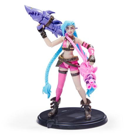 League of Legends, Official 4-Inch Jinx Collectible Figure with Premium Details and 2 Accessories, The Champion Collection, Collector Grade, Ages 12 and Up