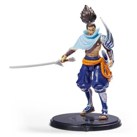League of Legends, figurine de collection Yasuo de 4 pouces avec détails premium et accessoire d'épée, la collection Champion, qualité collector, 12 ans et plus