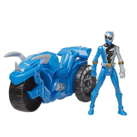 Power Rangers Dino Fury Rip N Go Tricera Battle Rider and Dino Fury Blue Ranger 6-Inch-Scale Vehicle and Action Figure, Toys Kids 4 and Up