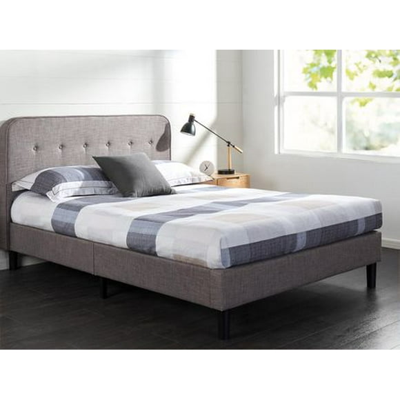 Zinus Melodey Curved Upholstered Platform Bed Frame with Headboard