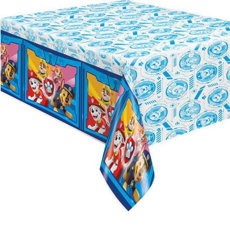 Paw Patrol Rectangular Plastic Table Cover, 54" x 84", 1 Tablecover measures 54" x 84"