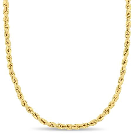 Miabella 10K Yellow Gold 3MM Rope Chain Necklace, 18"