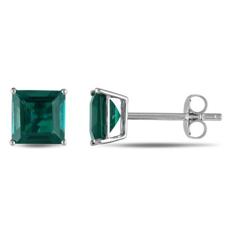 Miabella 2-1/3 Carat T.G.W. Created Emerald 10K White Gold Stud Earrings