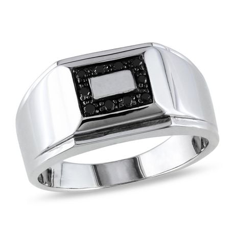 Miabella Men's 1/10 Carat T.W. Black Diamond Sterling Silver Ring