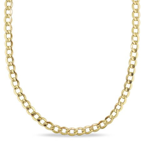 Miabella Men's 10K Yellow Gold Semi-Solid Curb Chain Necklace, 20"