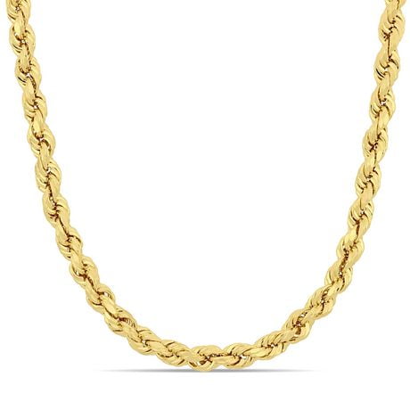 Miabella 10K Yellow Gold 5MM Rope Chain Necklace, 24"