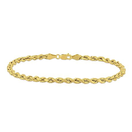 Miabella 10K Yellow Gold Rope Chain Bracelet, 9"