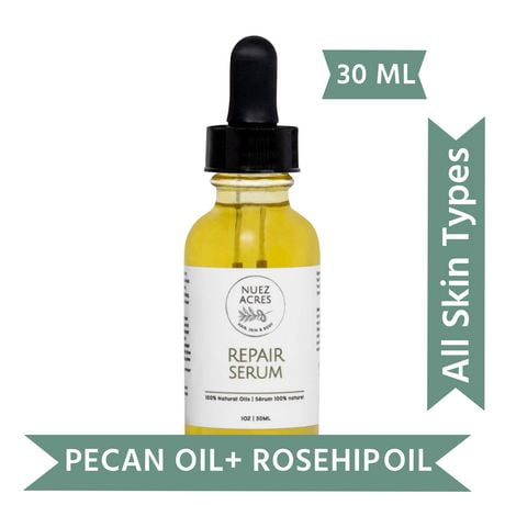 Nuez Acres Skin Repair Night Serum With Rosehip and Pecan Oil; 30ml, 100% Natural Oils Night Serum, 1 oz (30ml)