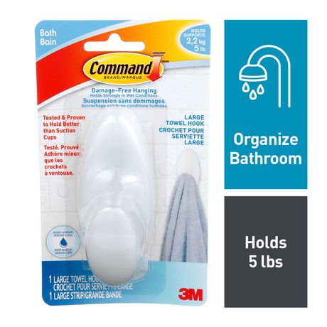 3M BATH17-ES Command Large Frosted Towel Hook 