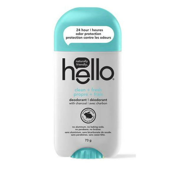 hello clean + fresh with charcoal naturally friendly deodorant, 73g