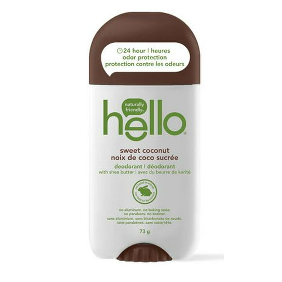 hello sweet coconut deodorant with shea butter, 73g