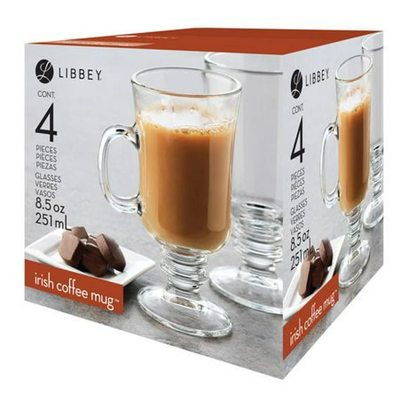 Libbey Irish Coffee Mug Glasses, 8.5 oz/251 mL, Set of 4