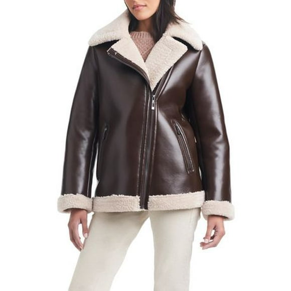 Sam & Libby Women's Faux Leather & Sherpa Bonded Jacket