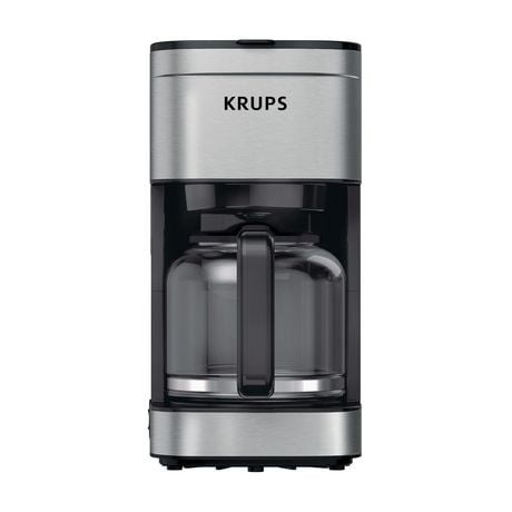 Cafetière familiale KRUPS Simply Brew de 10 tasses avec filtre réutilisable, cuillère à mesurer, carafe antigoutte et bouton de mise en marche/arrêt