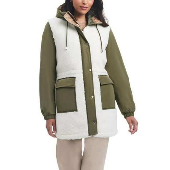 Sam & Libby Women's Mid-Length Parka With Sherpa Front Panel
