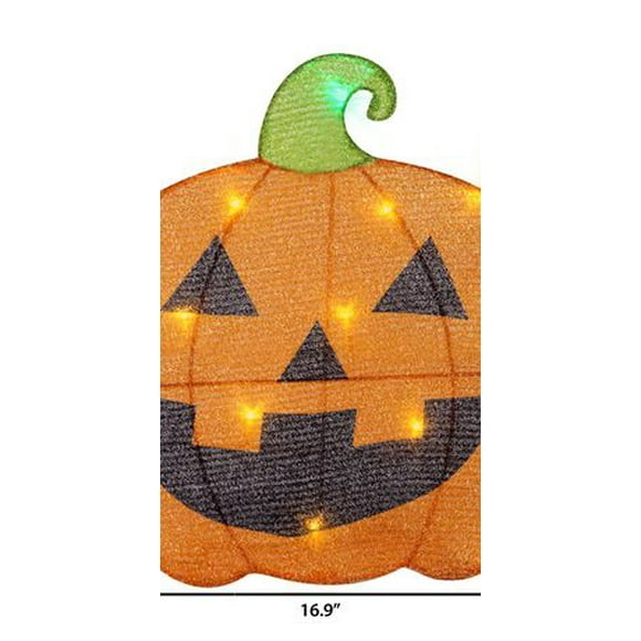 18” Halloween Lighted Yard Décor Easel Round Jack o' Lantern (Orange)