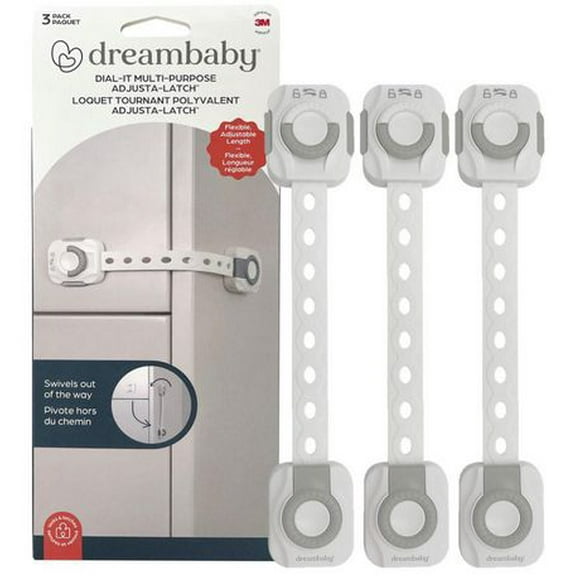 Dreambaby® Dial-It Adapta™ Strap Latch - 3pk, Super Strong Safety Straps!