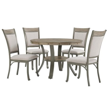 Trager 5-Piece Dining Set, Pewter