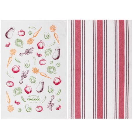 Hometrends 2-pack kitchen towels, 100% cotton; 18