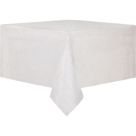 Mainstays textured white PEVA tablecloth, 100% polyester, non-woven flannel backing