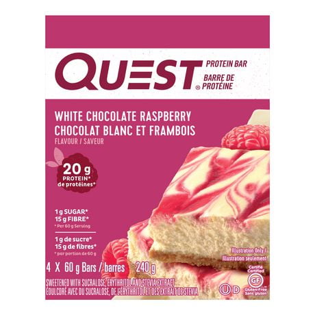 Quest Framboise chocolat blanc 4 x 60G Barres