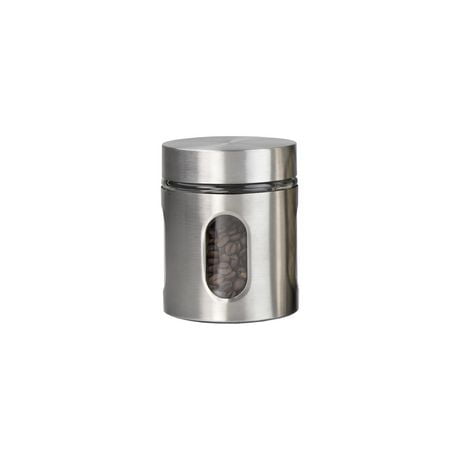 24 Oz Stainless Steel Canister With Multiple Peek Through Windows Grey   6000203963435 