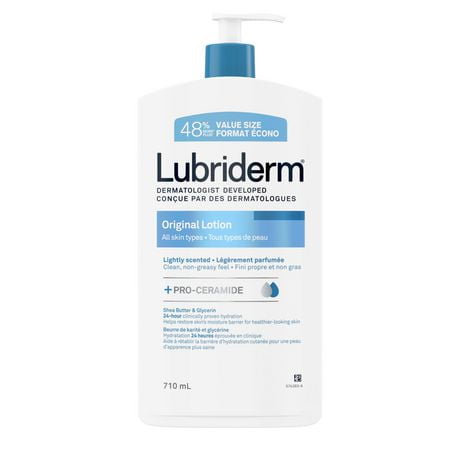 Lotion Lubriderm originale, Beurre de karité, Glycérine, Procéramides, Tous types de peau, Sans parabènes 710 ml