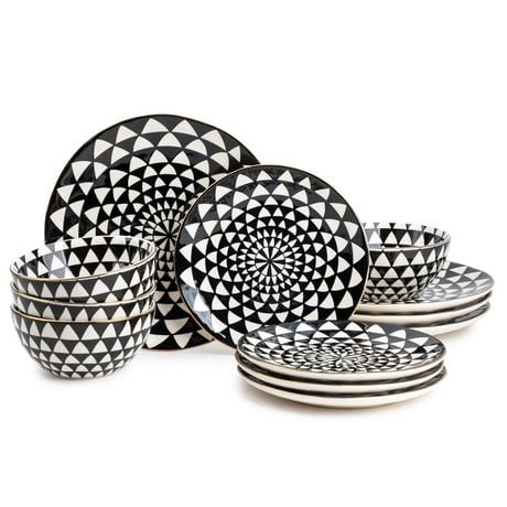 Thyme & Table 12-Piece Dinnerware Set, Medallion, Dishwasher safe