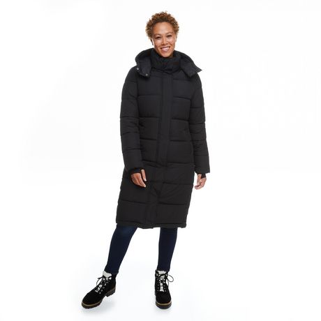 long puffer black coat