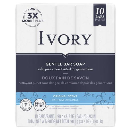 Ivory Bar Soap Original Scent, 10 x 90 g Bars