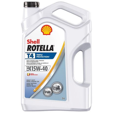 Shell Rotella T4 Triple Protection 15W-40 Heavy Duty Diesel Engine Oil, 5 L