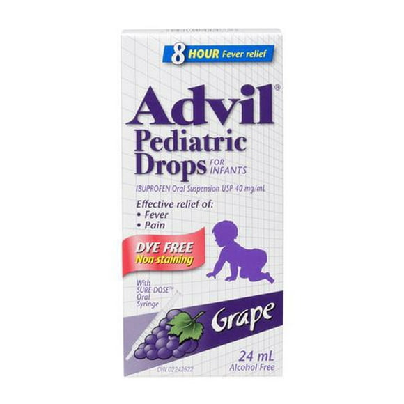 Advil Pediatric Drops Dye Free Grape 24 ml, 24ml