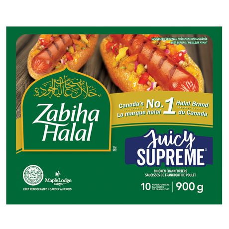 Saucisses de Francfort de Poulet Justeuses Supremês de Zabiha Halal 900g