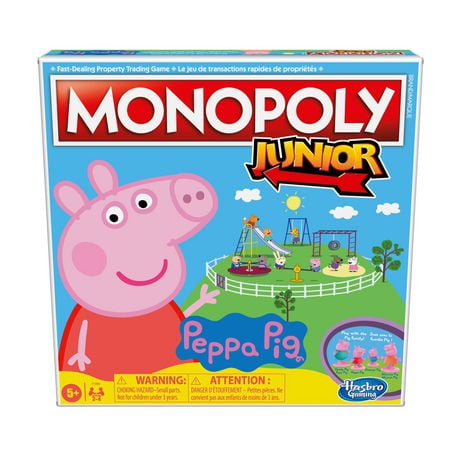 Monopoly Junior : édition Peppa Pig, jeu de plateau pour 2 à 4 joueurs, jeu d'intérieur pour enfants, à partir de 5 ans