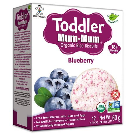 Toddler Mum-Mum Organic Blueberry Rice Biscuits, TMM Organic Blueberry Rice Biscuits