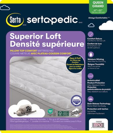 Serta Superior Loft Mattress Pad, available in Double, Queen and King ...