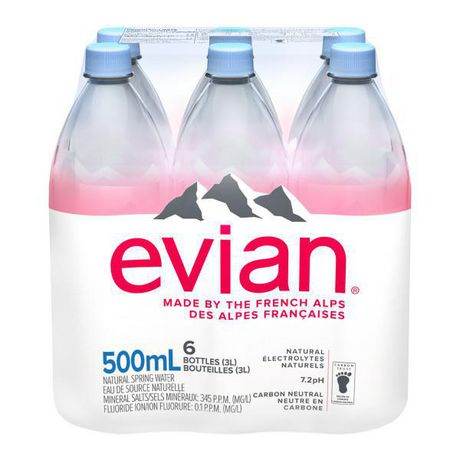 Evian Eau De Source Naturelle Emballage De 6 Bouteilles De 500 Ml Walmart Canada