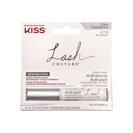 KISS Lash Couture Strip Lash Adhesive - Clear - (0.17 Oz), Super strong hold.