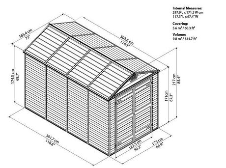 Palram 6 Ft. X 10 Ft. Skylight Storage Shed - Grey 