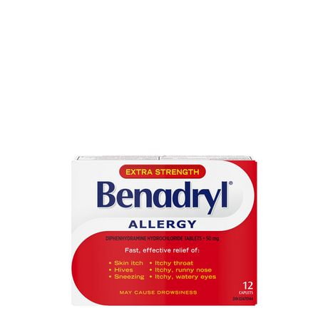 Benadryl Extra Strength Allergy Medicine, 50 mg, 12 EA